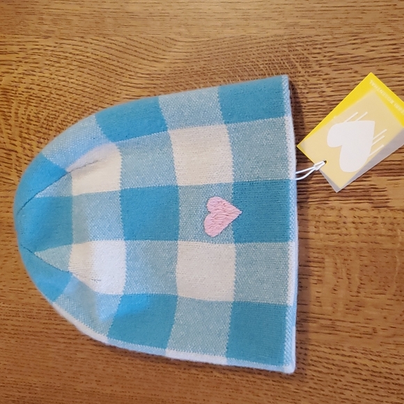 Kerri Rosenthal Handle with Care Cashmere Beanie - light blue check/plaid - Picture 9 of 11